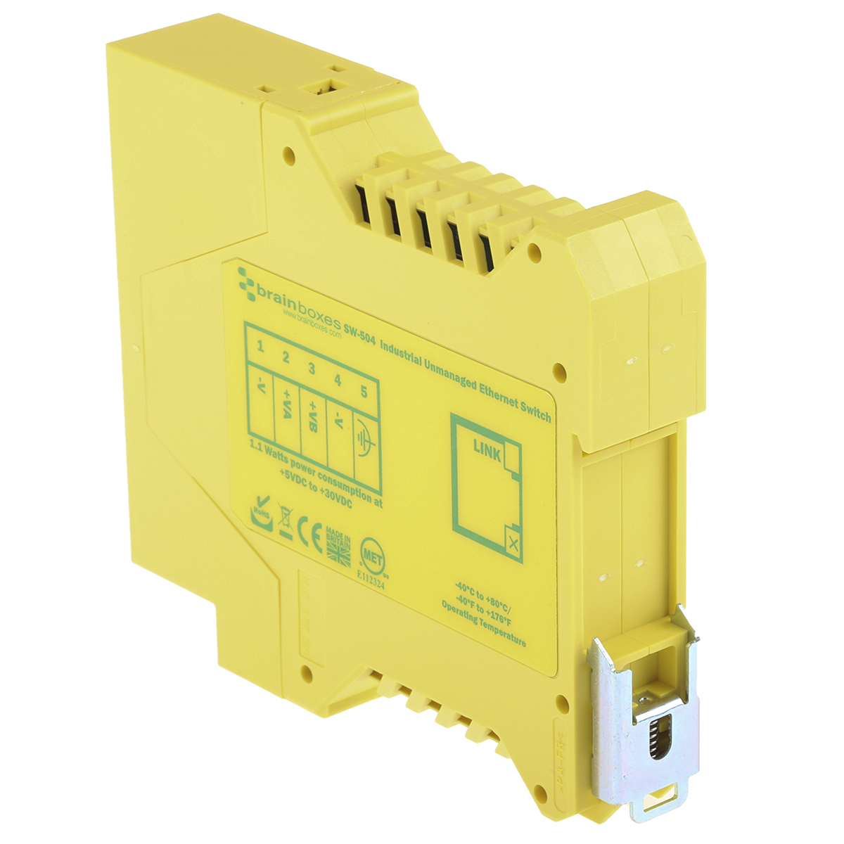 sw-504 Brainboxes Unmanaged 4 Port Ethernet Switch