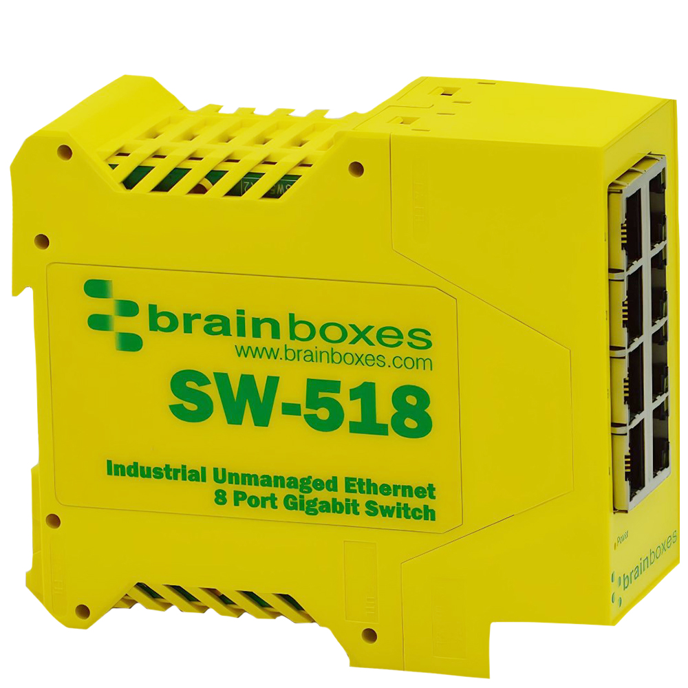 Brainboxes SW 518 Unmanaged 8 Port Ethernet Switch Power Over Ethernet