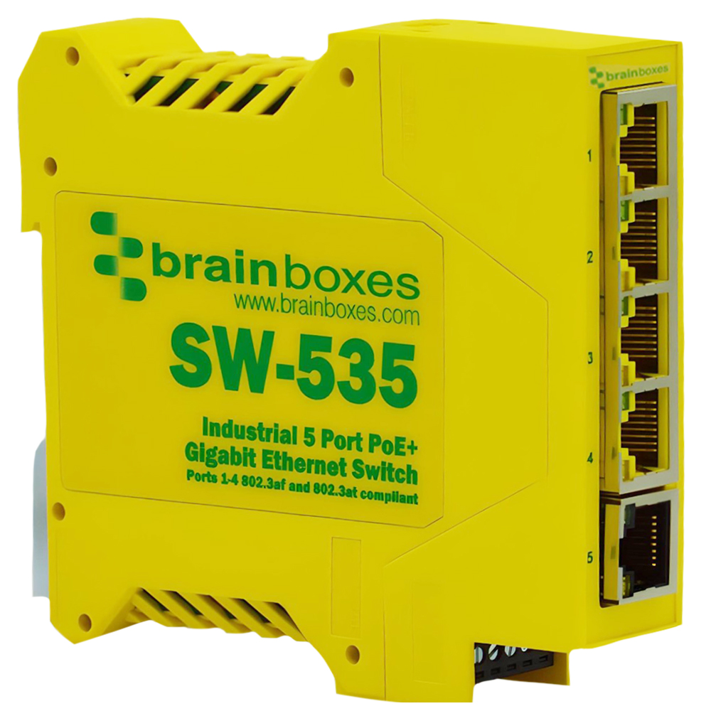 Brainboxes SW-535 Unmanaged 5 Port Ethernet Switch Power Over Ethernet