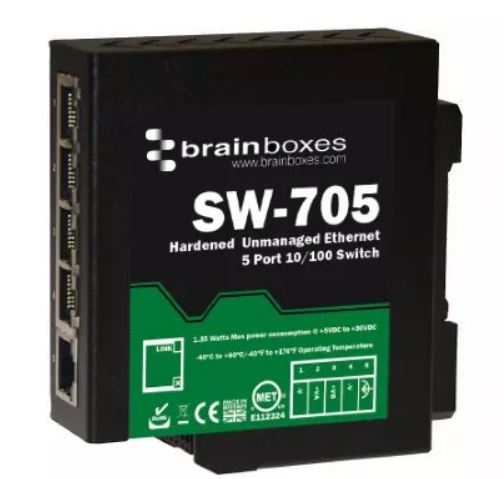 Brainboxes Unmanaged 5 Port Ethernet Switch