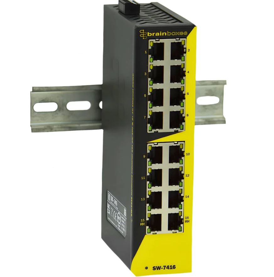 Brainboxes SW-7416 Unmanaged 16 Port Network Switch