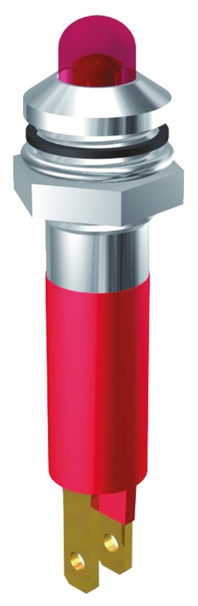 Signal Construct SMQU Series, Red Panel Mount Indicator, Solder Tab Termination, 8 mm