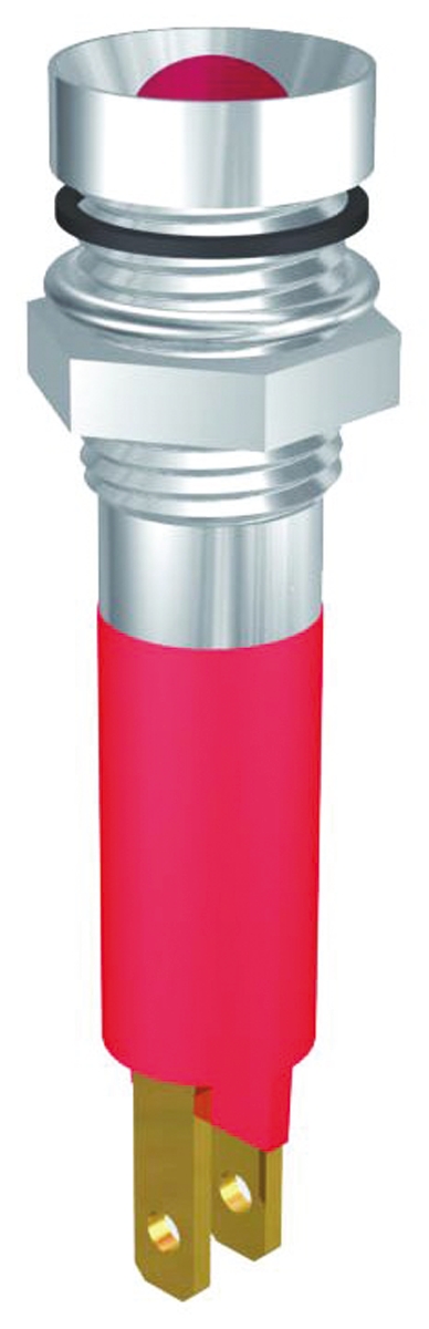 Signal Construct SWZU Series, Red Panel Mount Indicator, Solder Tab Termination, 8 mm