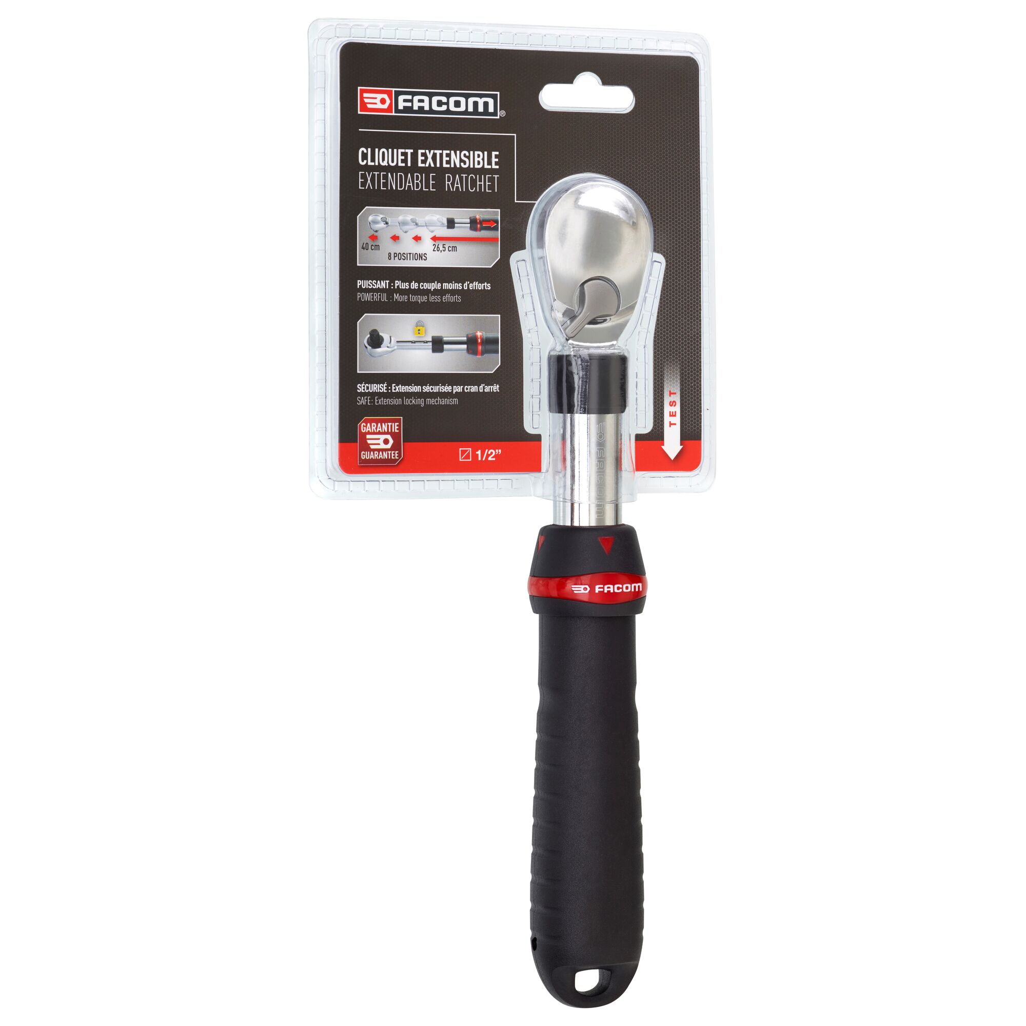 sxl161pb Facom SXL.161PB 1/2 in Ratchet with Bi-Material Elastomer Handle, 262mm Overall