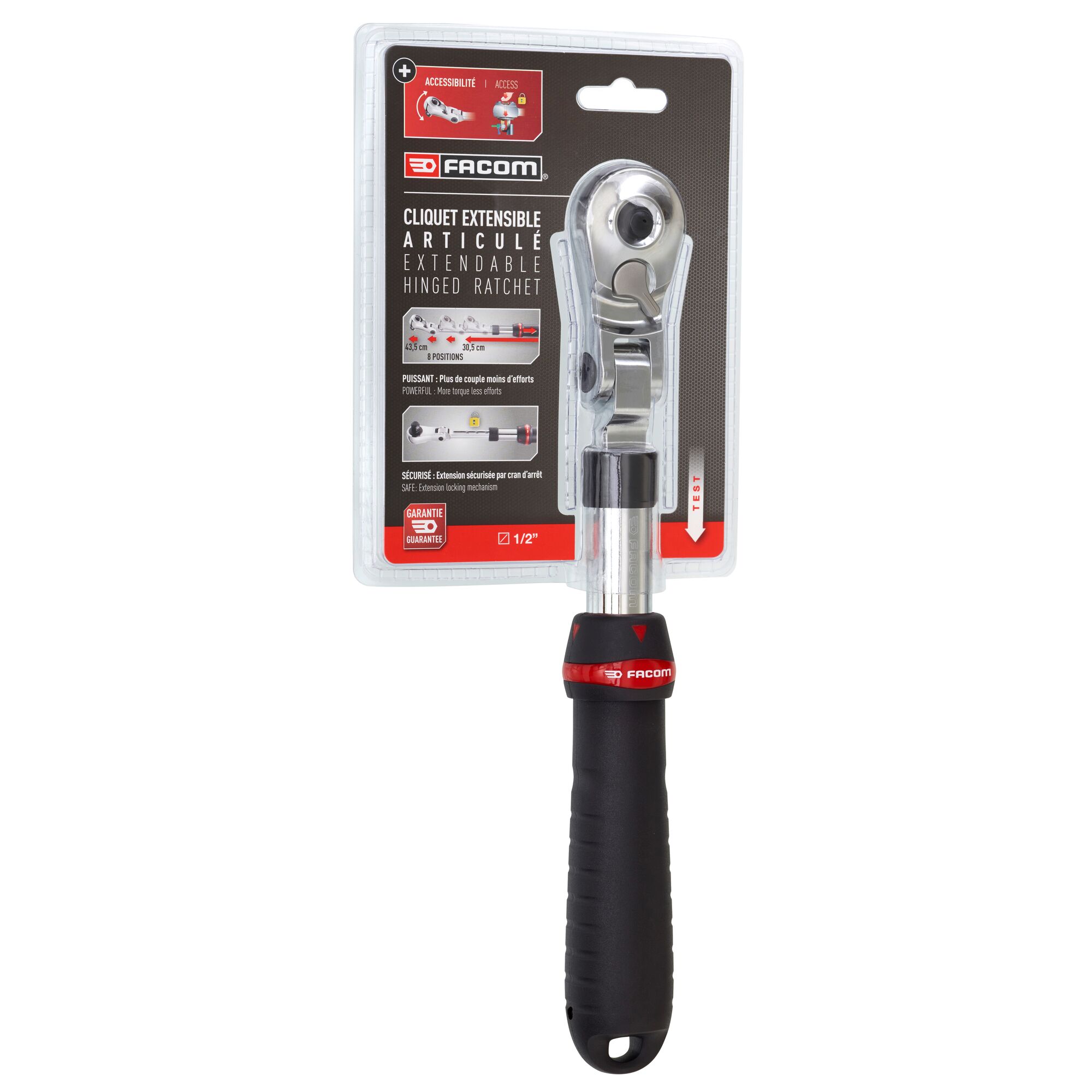 sxl171pb Facom SXL.171PB 12.7 mm Ratchet with Bi-Material Elastomer Handle, 304mm Overall