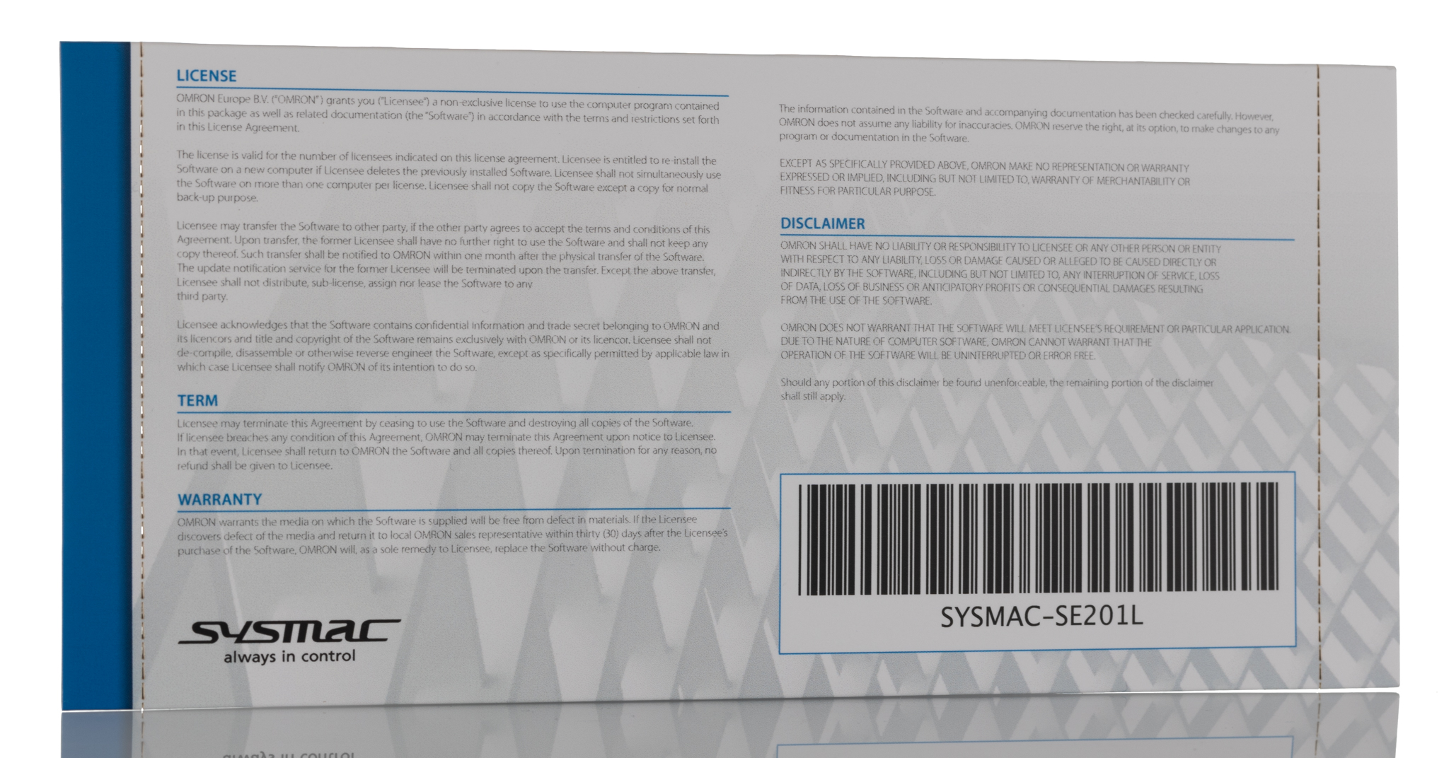 sysmac-se201l Omron Sysmac Studio Full Edition Programming Software Software