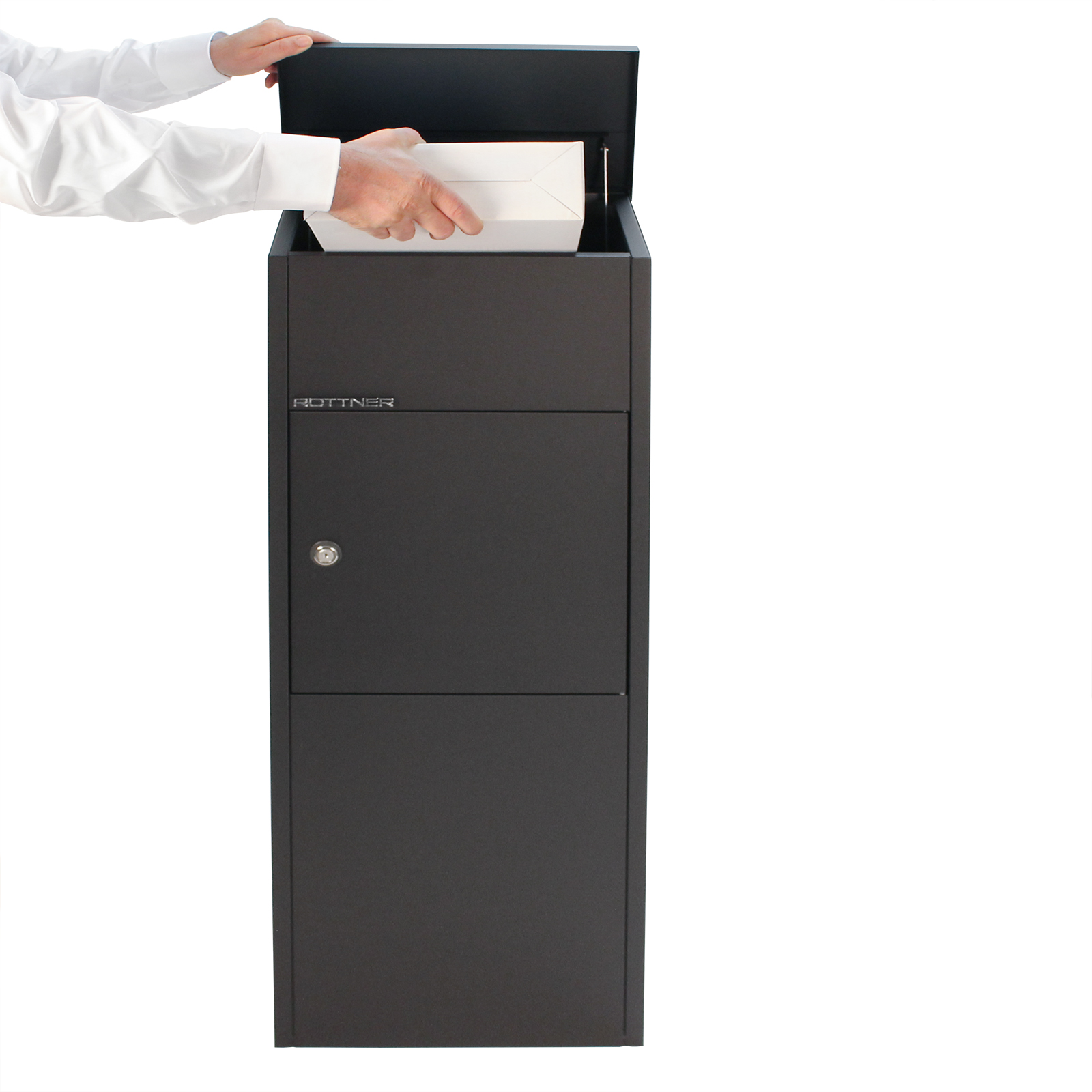 t05781 Rottner Comsafe Black Mailbox, 1050 mm x 380 mm x 230 mm