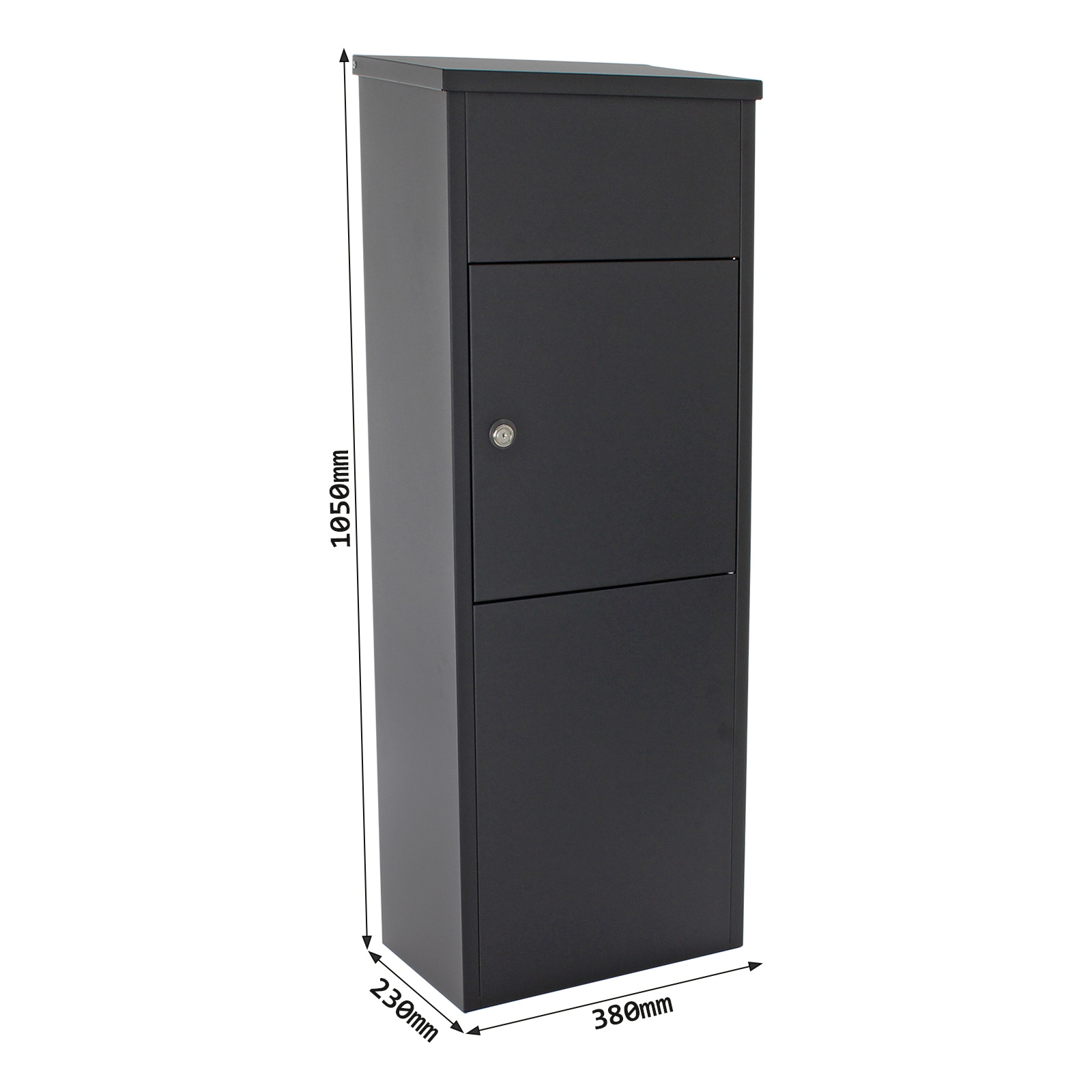 t05781 Rottner Comsafe Black Mailbox, 1050 mm x 380 mm x 230 mm