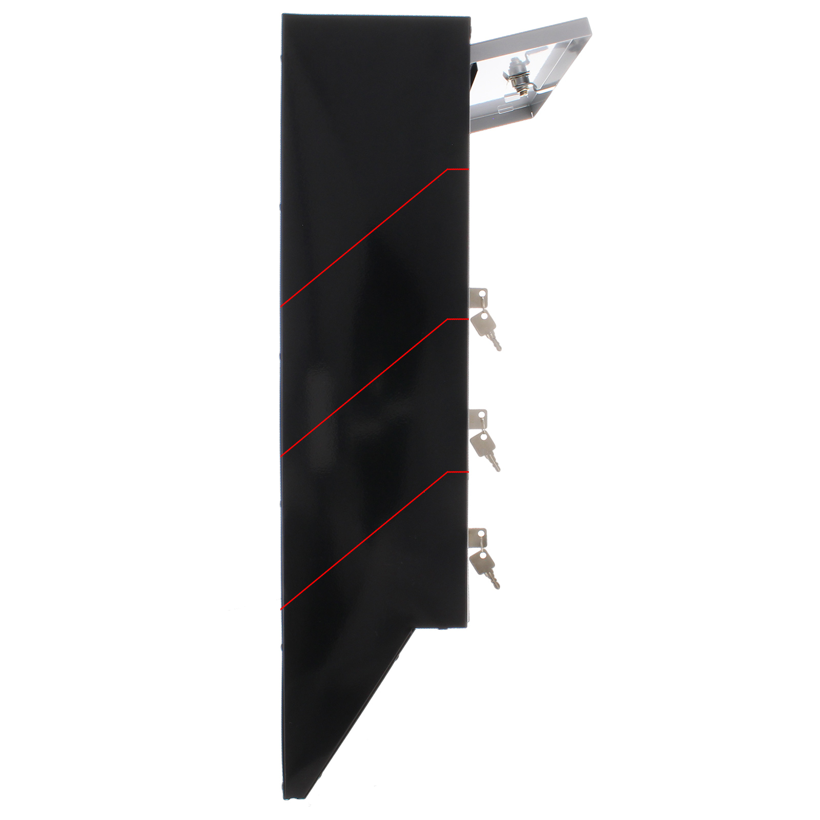 t06209 Rottner Comsafe Silver, Black Mailbox, 600 mm x 385mm x 140 mm
