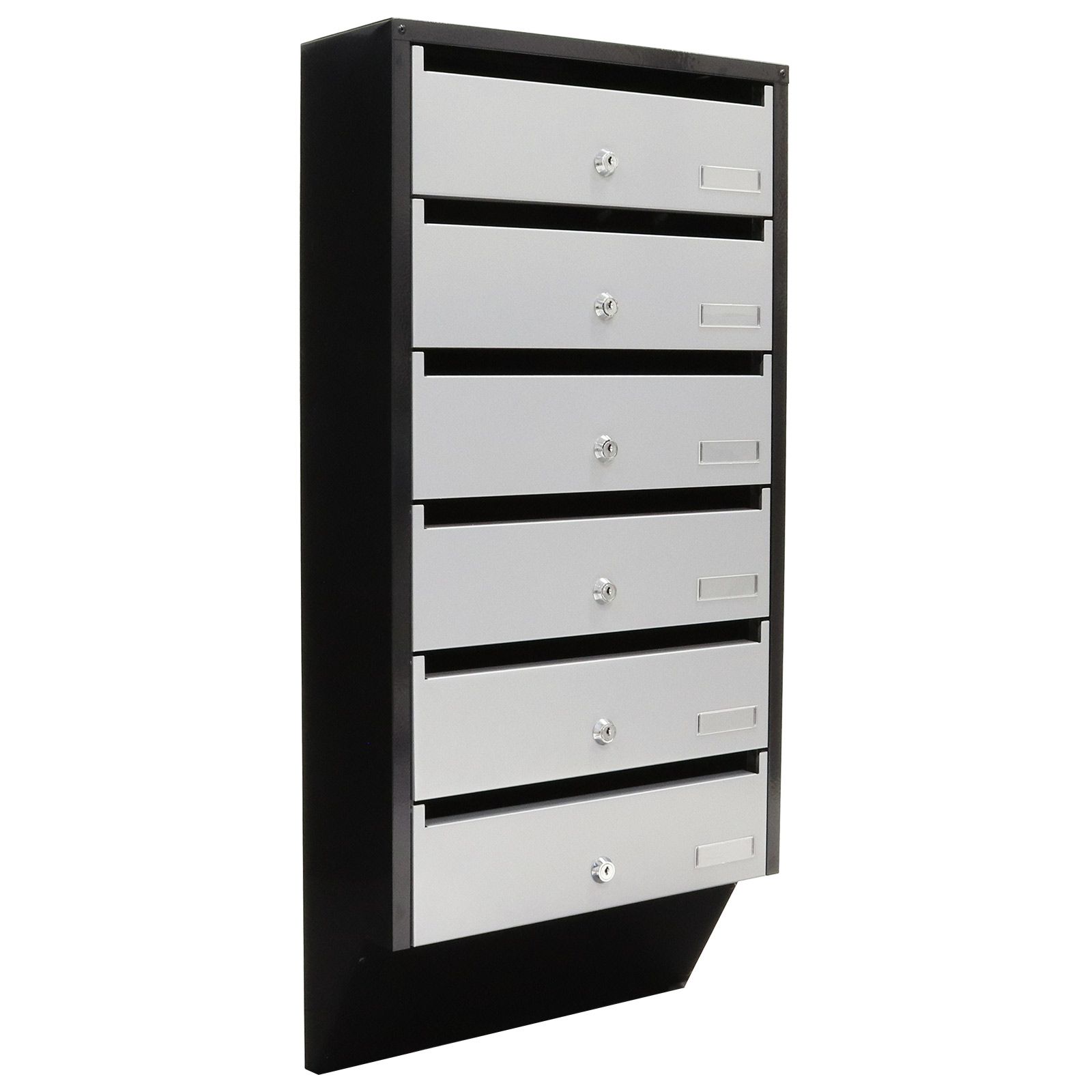 Rottner Comsafe Silver, Black Mailbox, 824 mm x 385mm x 140 mm