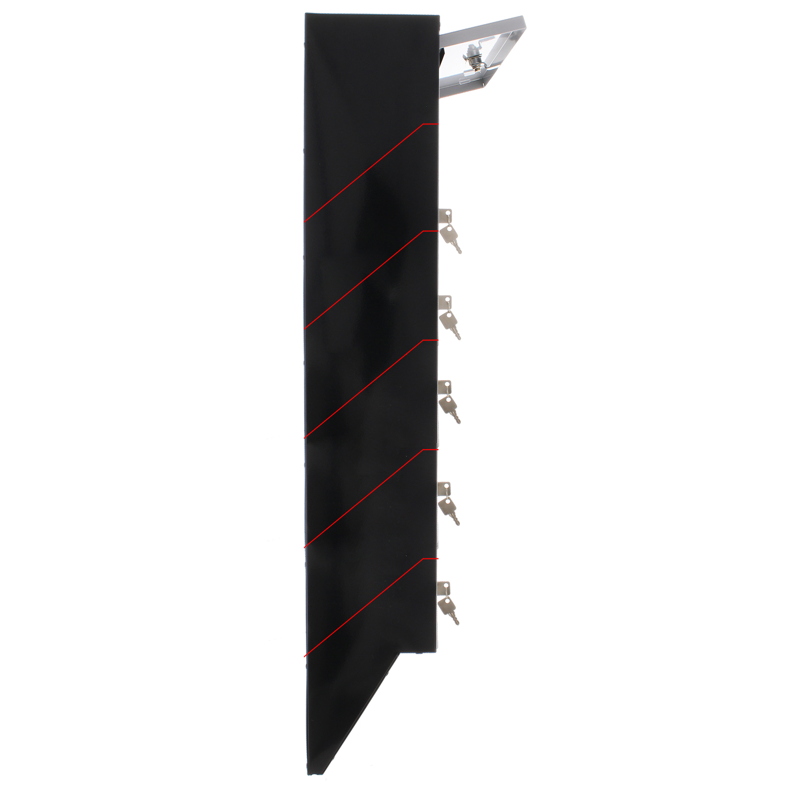 t06368 Rottner Comsafe Silver, Black Mailbox, 824 mm x 385mm x 140 mm