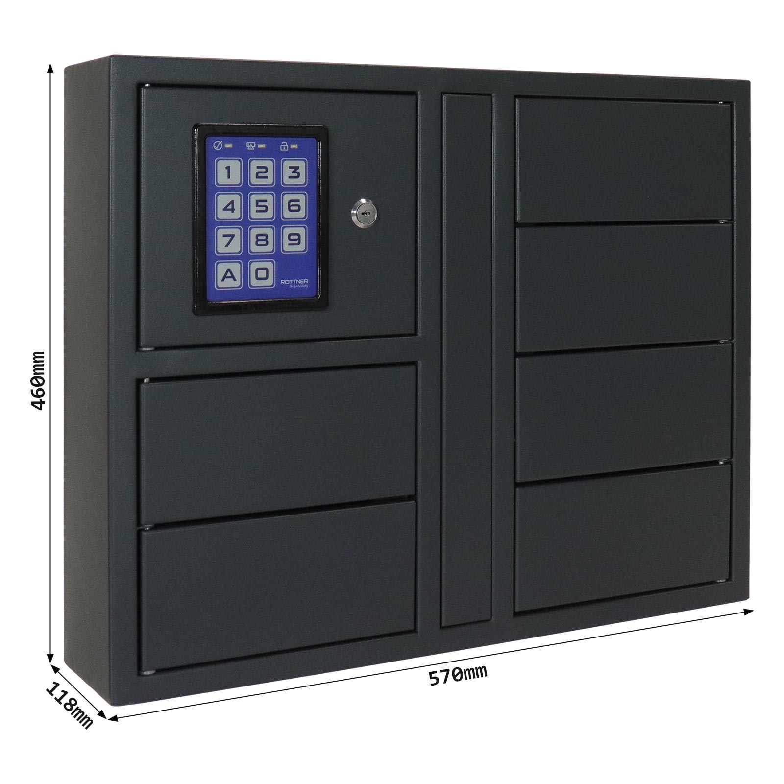 t06504 Rottner Comsafe T06504 Anthracite Steel Key Cabinet Wall