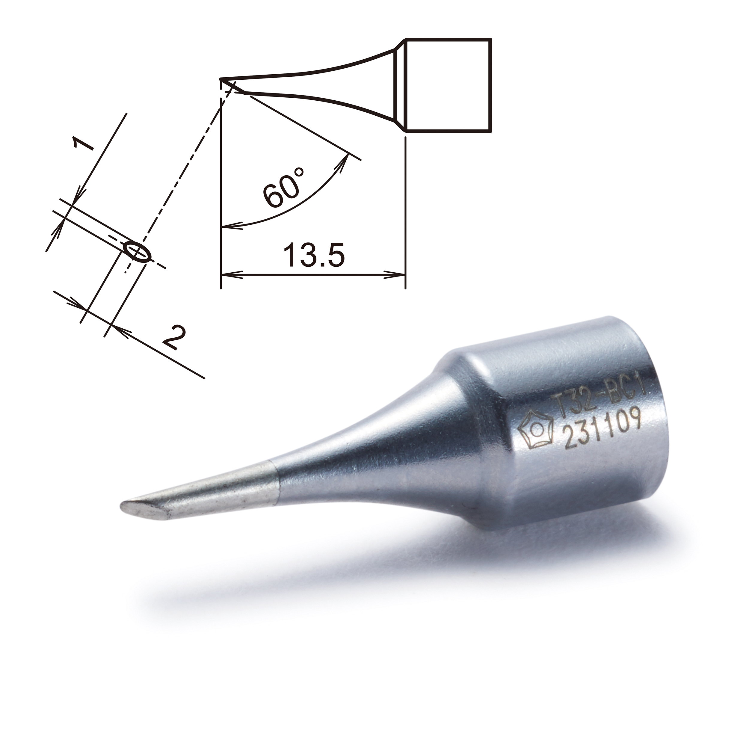 Hakko T32-BC1 1 mm Bevel 13.5 mm Soldering Iron Tip for use with FX8806