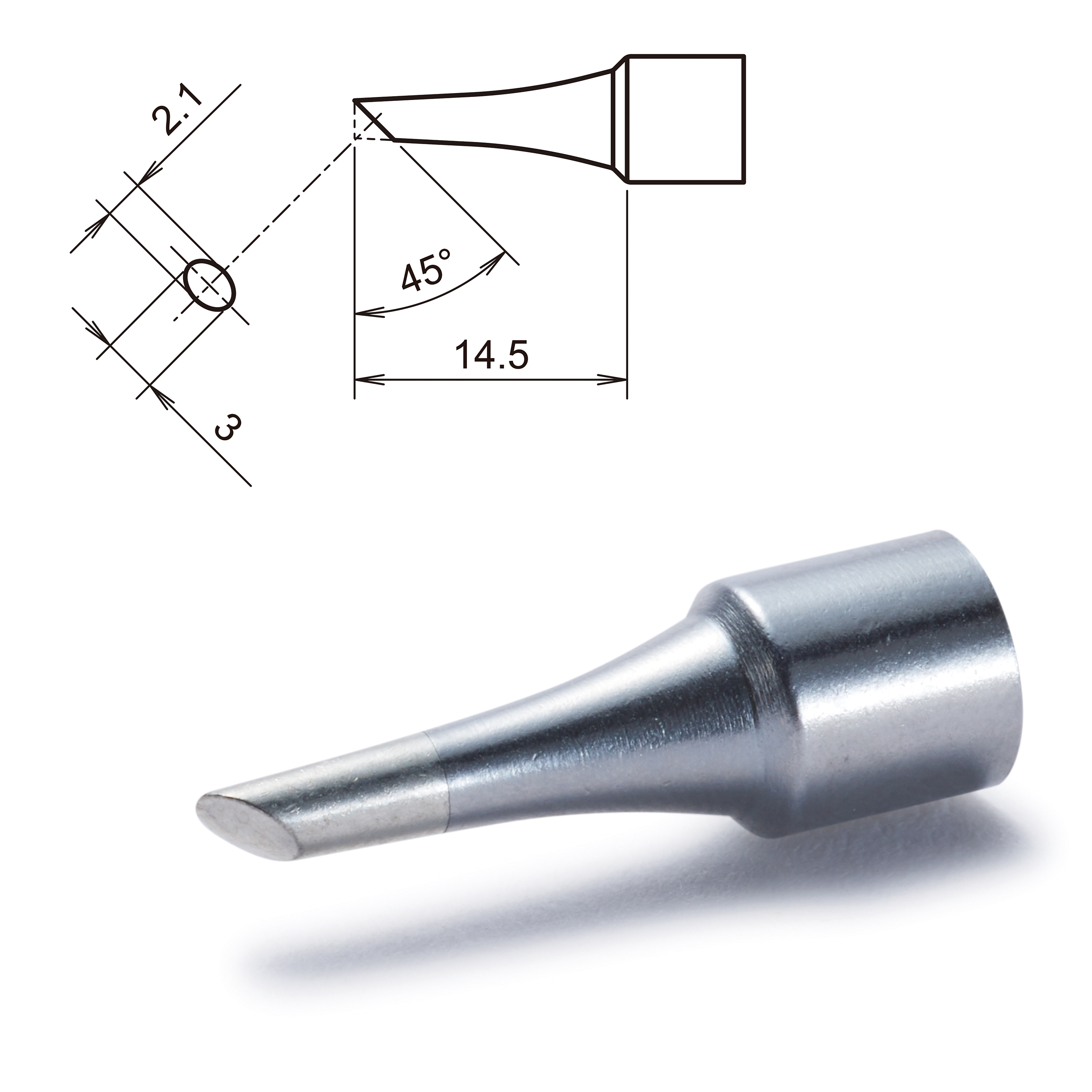Hakko T32-BC2 2.1 mm Bevel 14.5 mm Soldering Iron Tip for use with FX8806