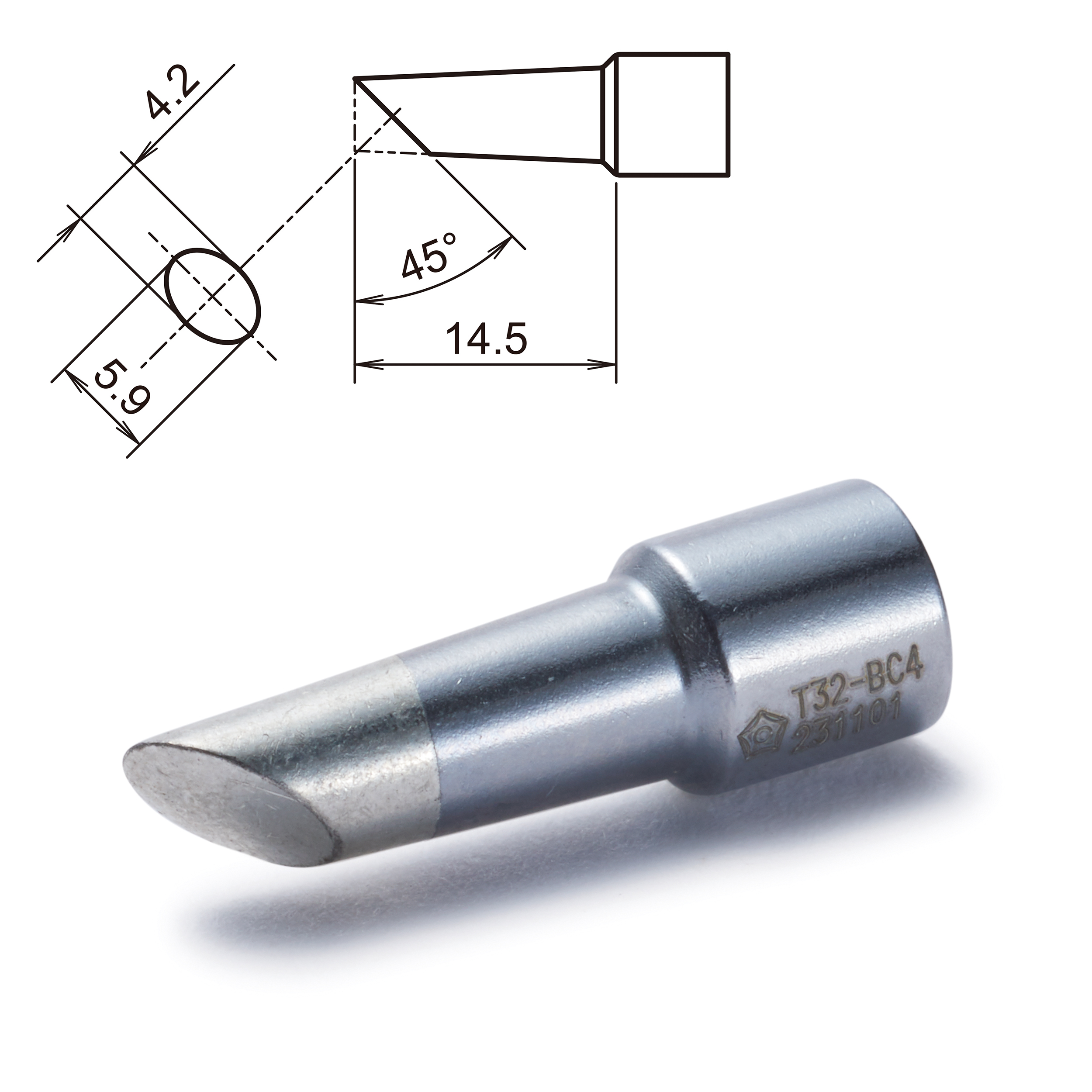 Hakko T32-BC4 4.2 mm Bevel 14.5 mm Soldering Iron Tip for use with FX8806