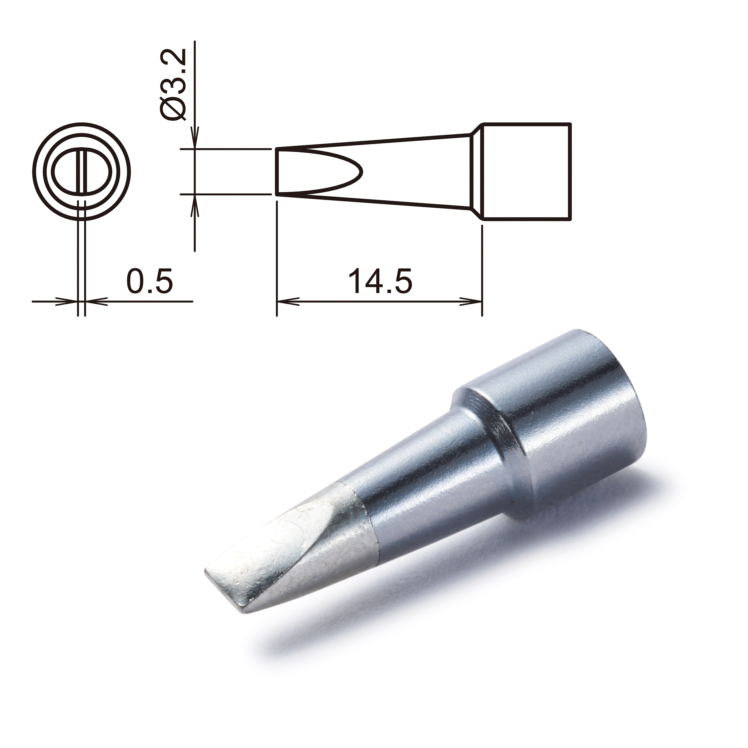 Hakko T32-D32 3.2 mm Chisel 14.5 mm Soldering Iron Tip for use with FX8806