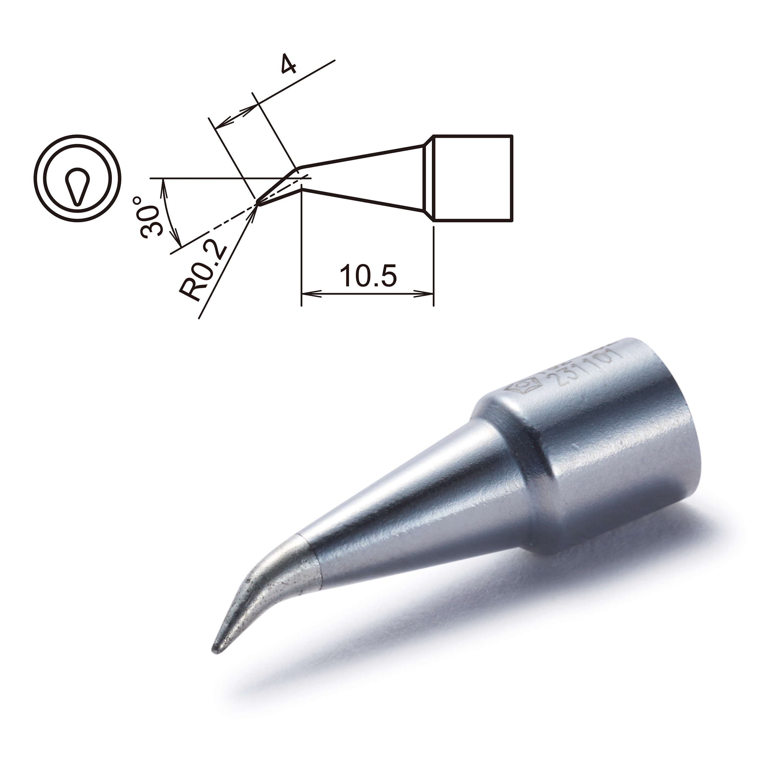 Hakko T32-J02 0.5 mm Conical Soldering Iron Tip for use with FX8806