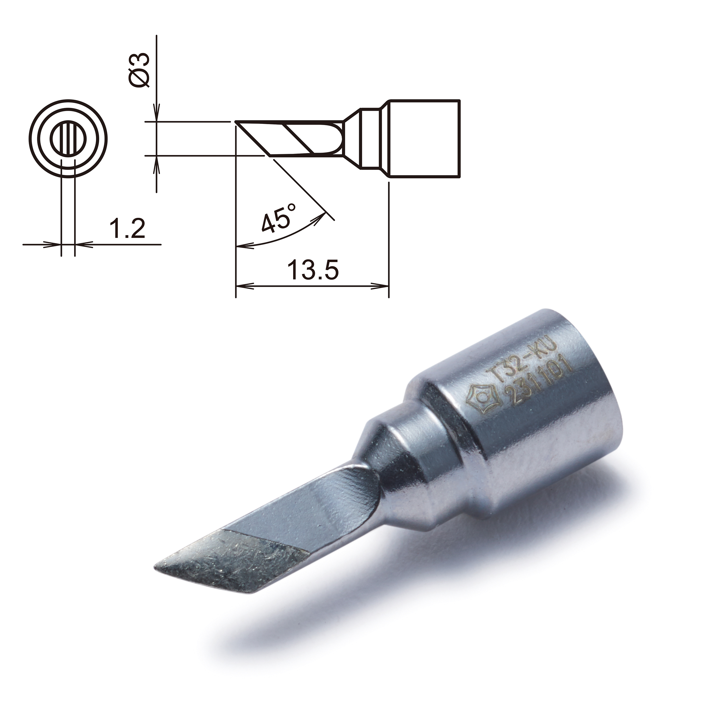 Hakko T32-KU 3 mm Knife Soldering Iron Tip for use with FX8806