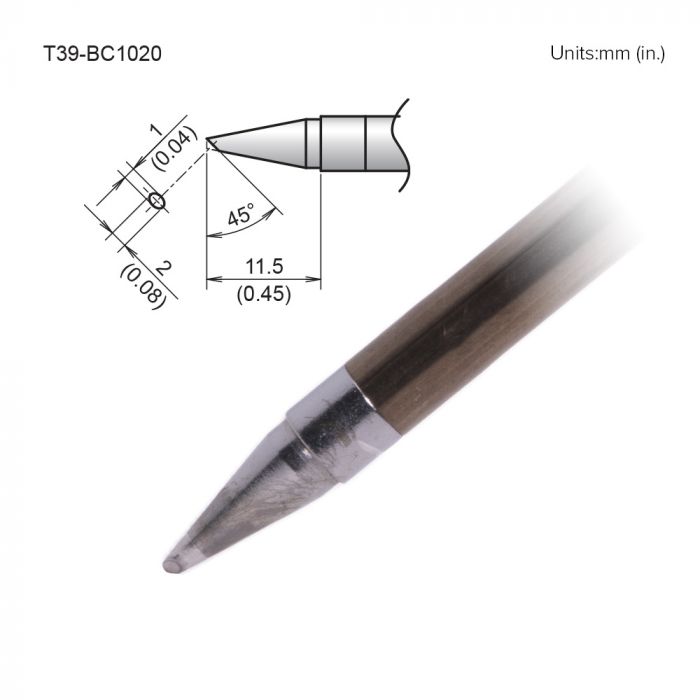 Hakko FX-9701/9702 1 x 2 mm Bevel Soldering Iron Tip for use with FX-9702, FX-9701