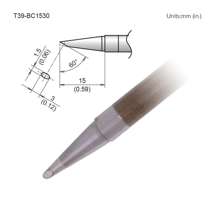 Hakko FX-9701/9702 1.5 x 3 mm Bevel Soldering Iron Tip for use with FX-9702, FX-9701