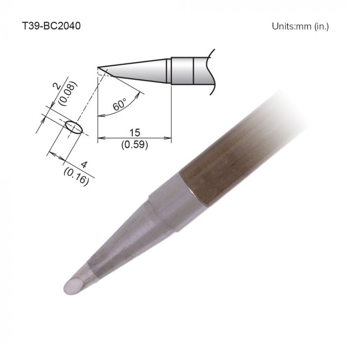 Hakko FX-9701/9702 2 x 4 mm Bevel Soldering Iron Tip for use with FX-9702, FX-9701