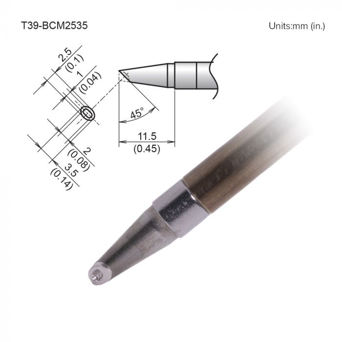 Hakko FX-9701/9702 2.5 x 3.5 mm Bevel Soldering Iron Tip for use with FX-9701, FX-9702