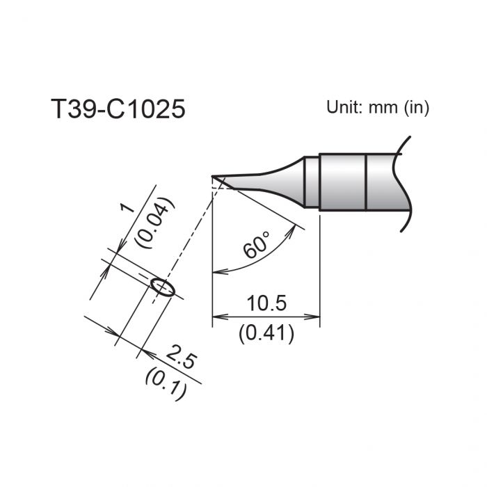 Hakko FX-9701/9702 1 x 2.5 mm Bevel Soldering Iron Tip for use with FX-9702, FX-9701