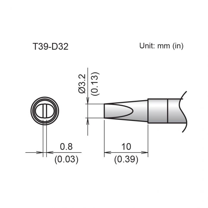 Hakko FX-9701/9702 3.2 mm Chisel Soldering Iron Tip for use with FX-9702, FX-9701