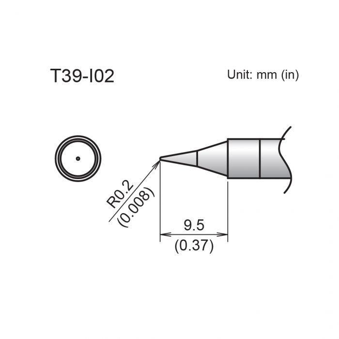 Hakko FX-9701/9702 2 x 9.5 mm Micro Fine Soldering Iron Tip for use with FX-9701, FX-9702