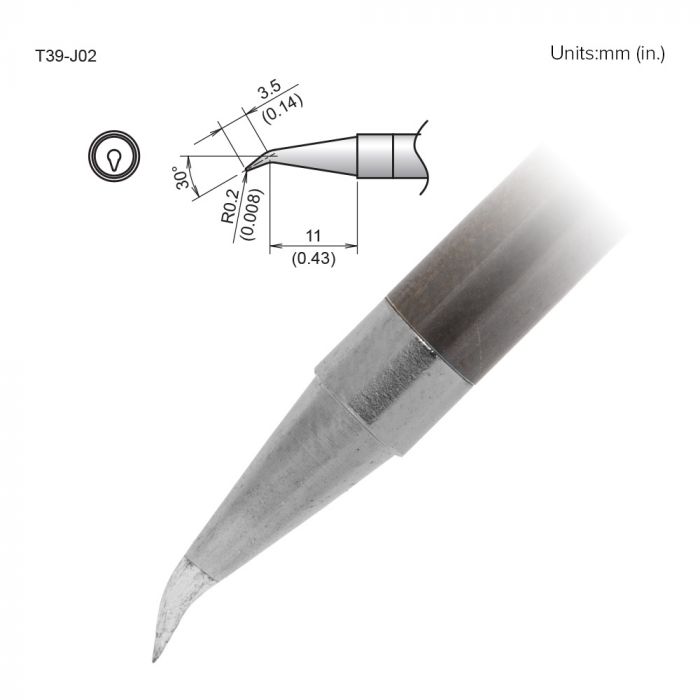 Hakko FX-9701/9702 Bent Soldering Iron Tip for use with FX-9702, FX-9701