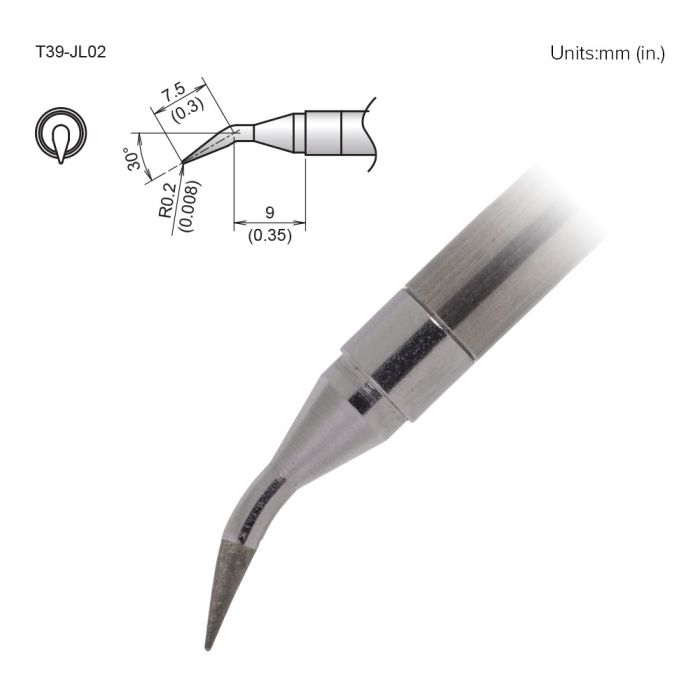 Hakko FX-9701/9702 2 x 7.5 mm Bent Soldering Iron Tip for use with FX-9702, FX-9701