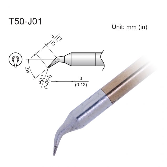 Hakko FX9703 3 x 3 mm Bent Soldering Iron Tip for use with FX9703