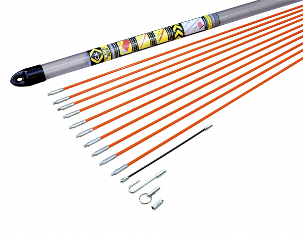 CK Cable Rod 10 x Fibreglass Composite Rods, 1 x 5 mm Adapter, 1 x Cable Hook, 1 x Coiled Steel Flexi Lead 190 mm, 5 mm