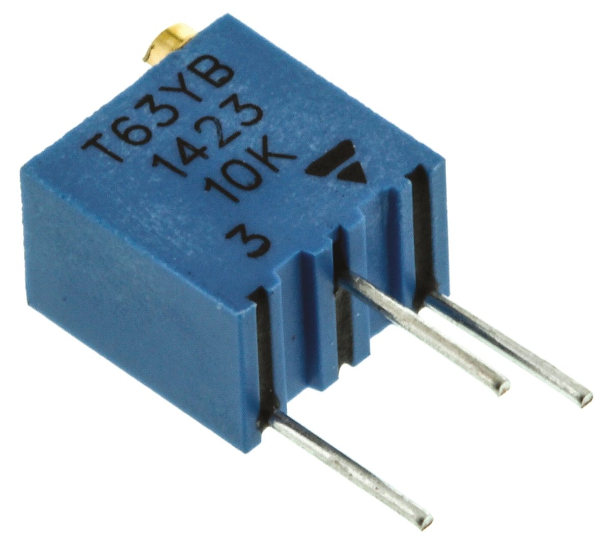 10 kΩ, Through Hole Trimmer Potentiometer, Pin 0.25 W Top Adjust Vishay, T63