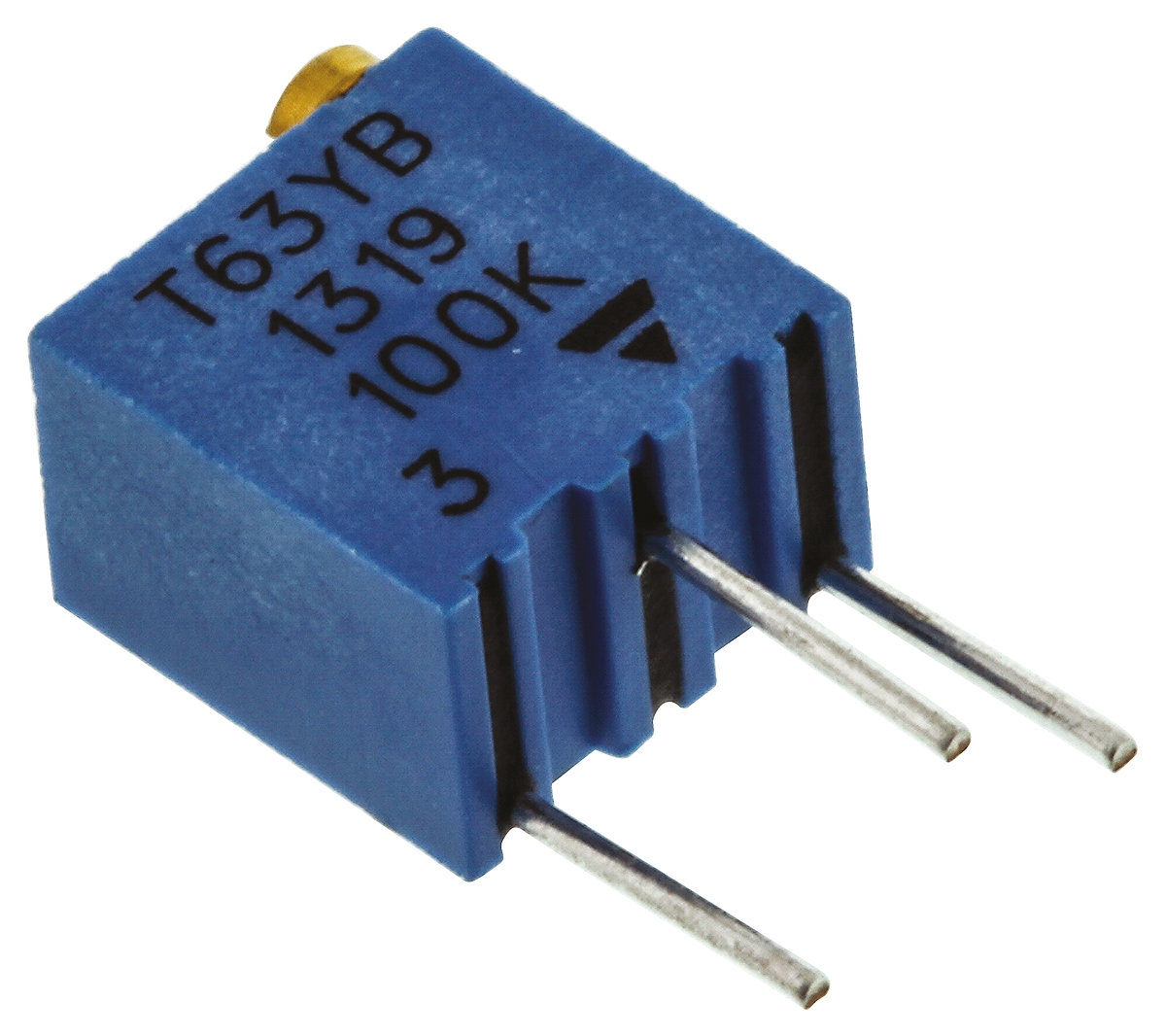 100 kΩ, Through Hole Trimmer Potentiometer, Pin 0.25 W Top Adjust Vishay, T63