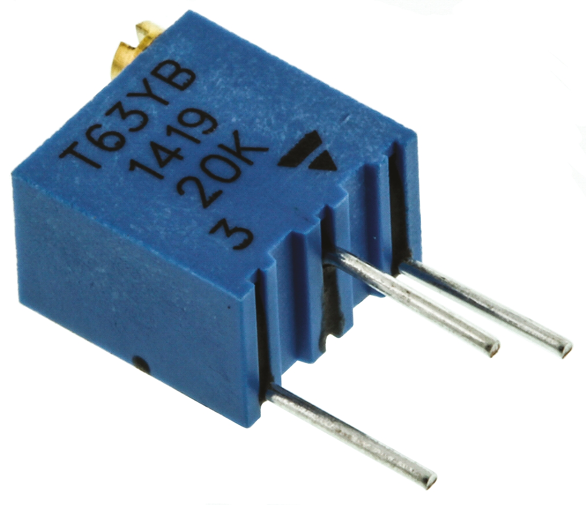 20 kΩ, Through Hole Trimmer Potentiometer, Pin 0.25 W Top Adjust Vishay, T63
