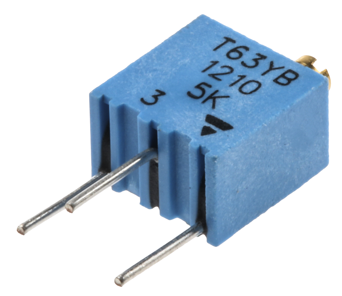 5 kΩ, Through Hole Trimmer Potentiometer, Pin 0.25 W Top Adjust Vishay, T63