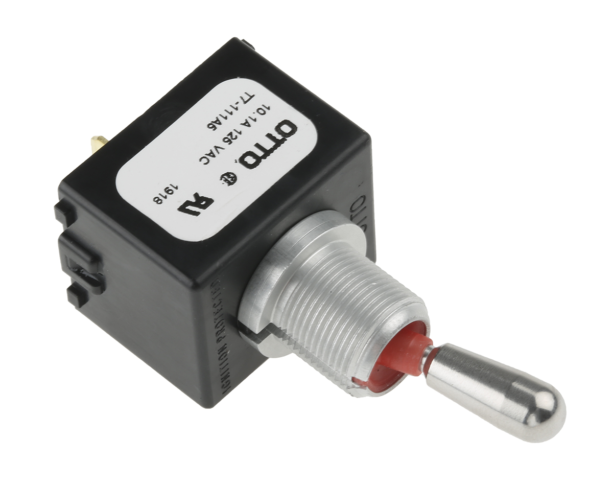 t7-111a5 Otto Toggle Switch, Panel Mount, On-Off, SPST, Tab Terminal, 28 V dc, 115 V ac