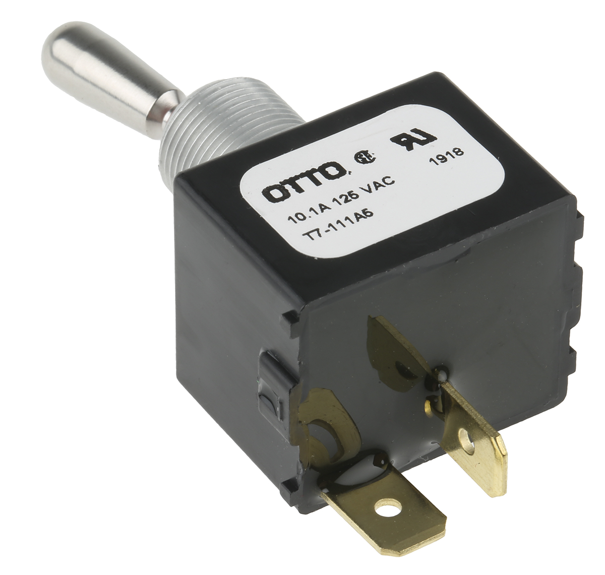 t7-111a5 Otto Toggle Switch, Panel Mount, On-Off, SPST, Tab Terminal, 28 V dc, 115 V ac