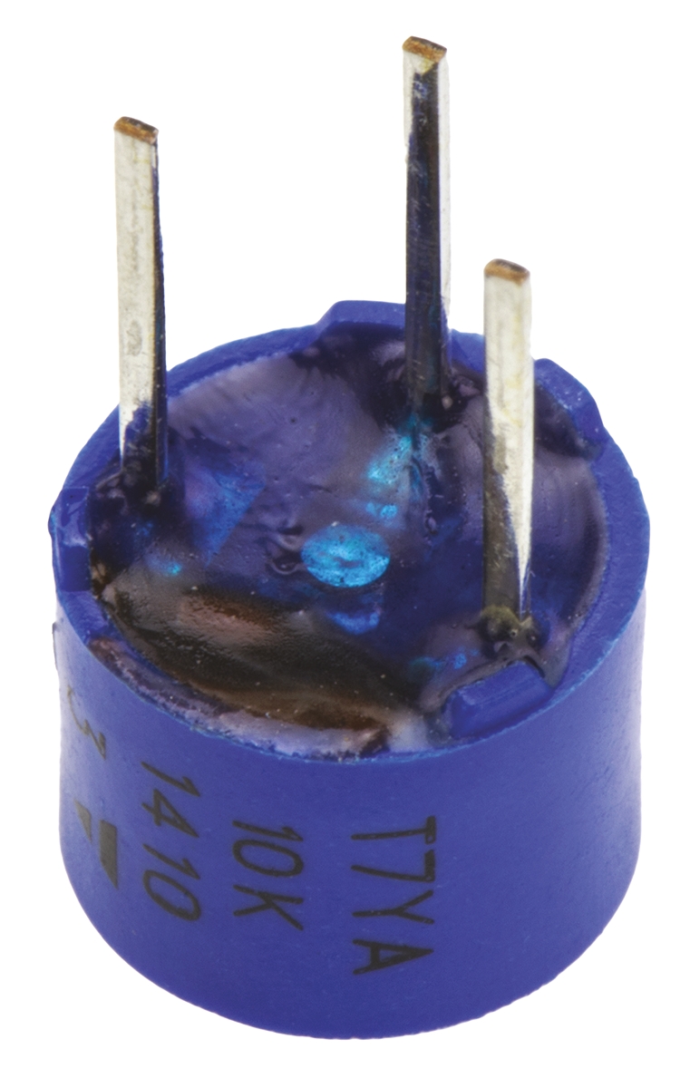 t7ya103mt20 10 kΩ, Through Hole Trimmer Potentiometer, Pin 0.5 W Top Adjust Vishay, T7