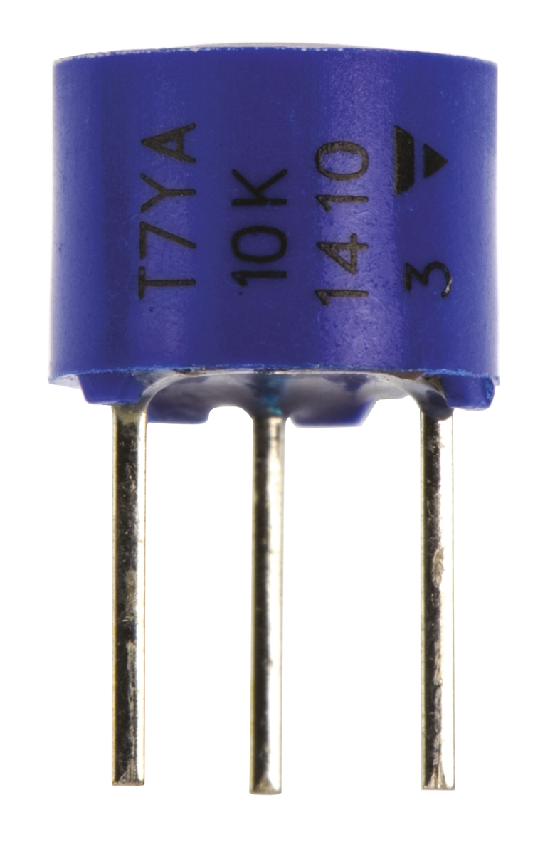 t7ya103mt20 10 kΩ, Through Hole Trimmer Potentiometer, Pin 0.5 W Top Adjust Vishay, T7