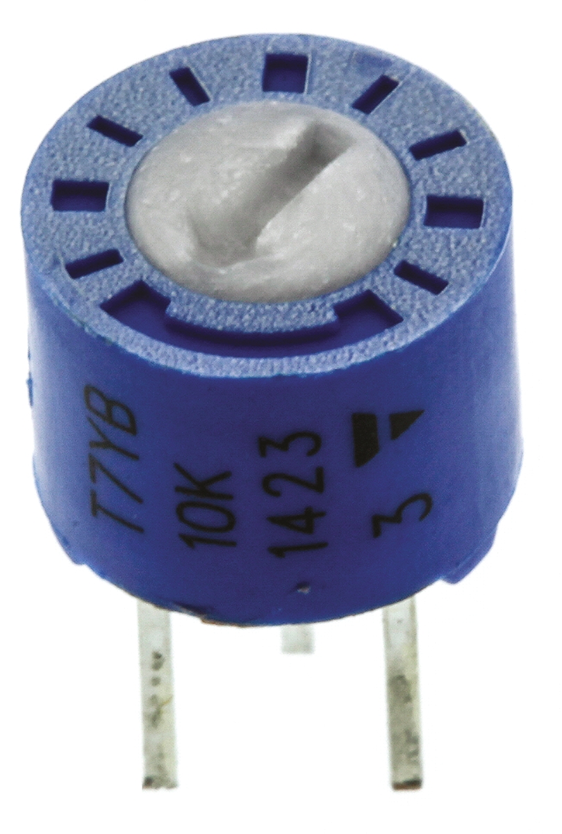 10 kΩ, Through Hole Trimmer Potentiometer, Pin 0.5 W Top Adjust Vishay, T7