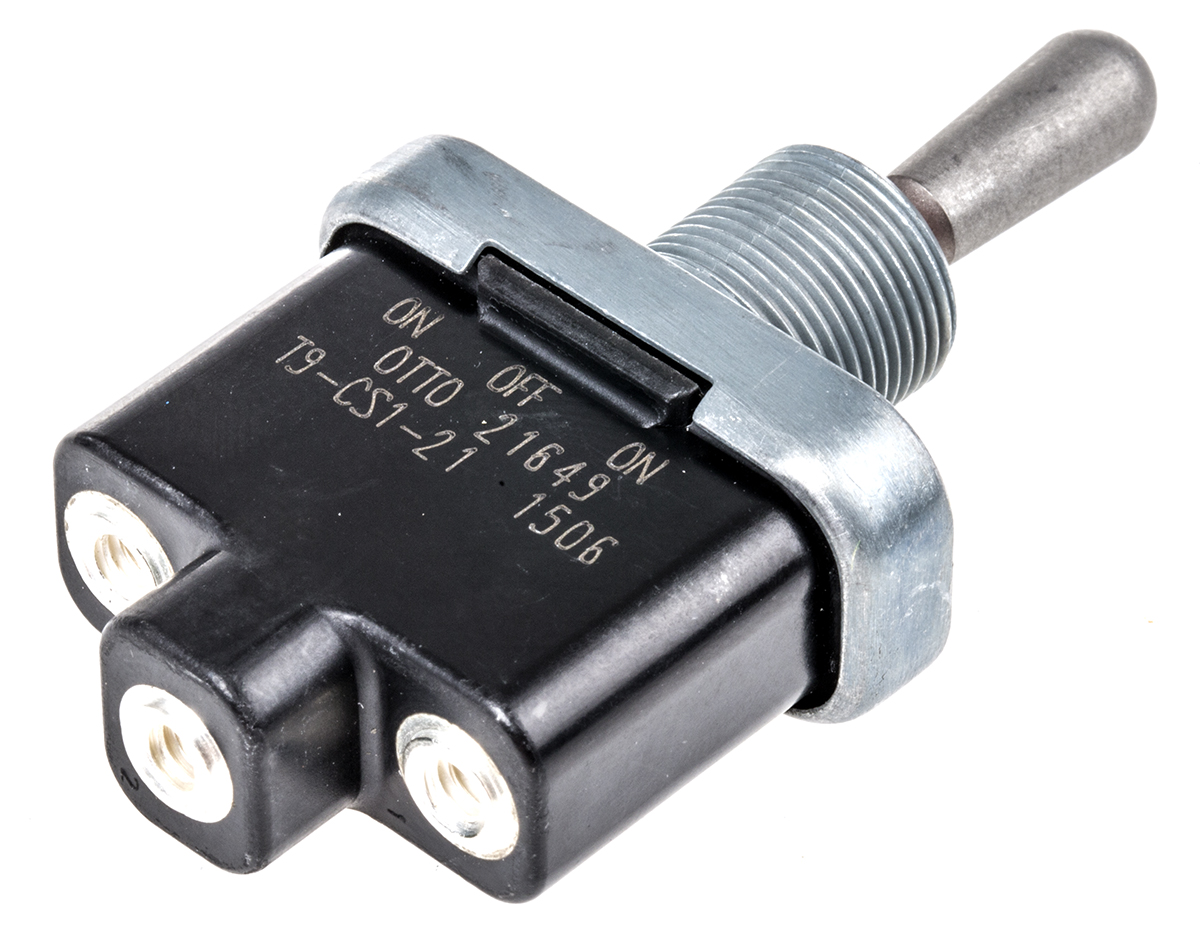 t9-cs1-21 Otto Toggle Switch, Panel Mount, On-Off-On, SPDT, Screw Terminal, 28 V dc, 115 V ac