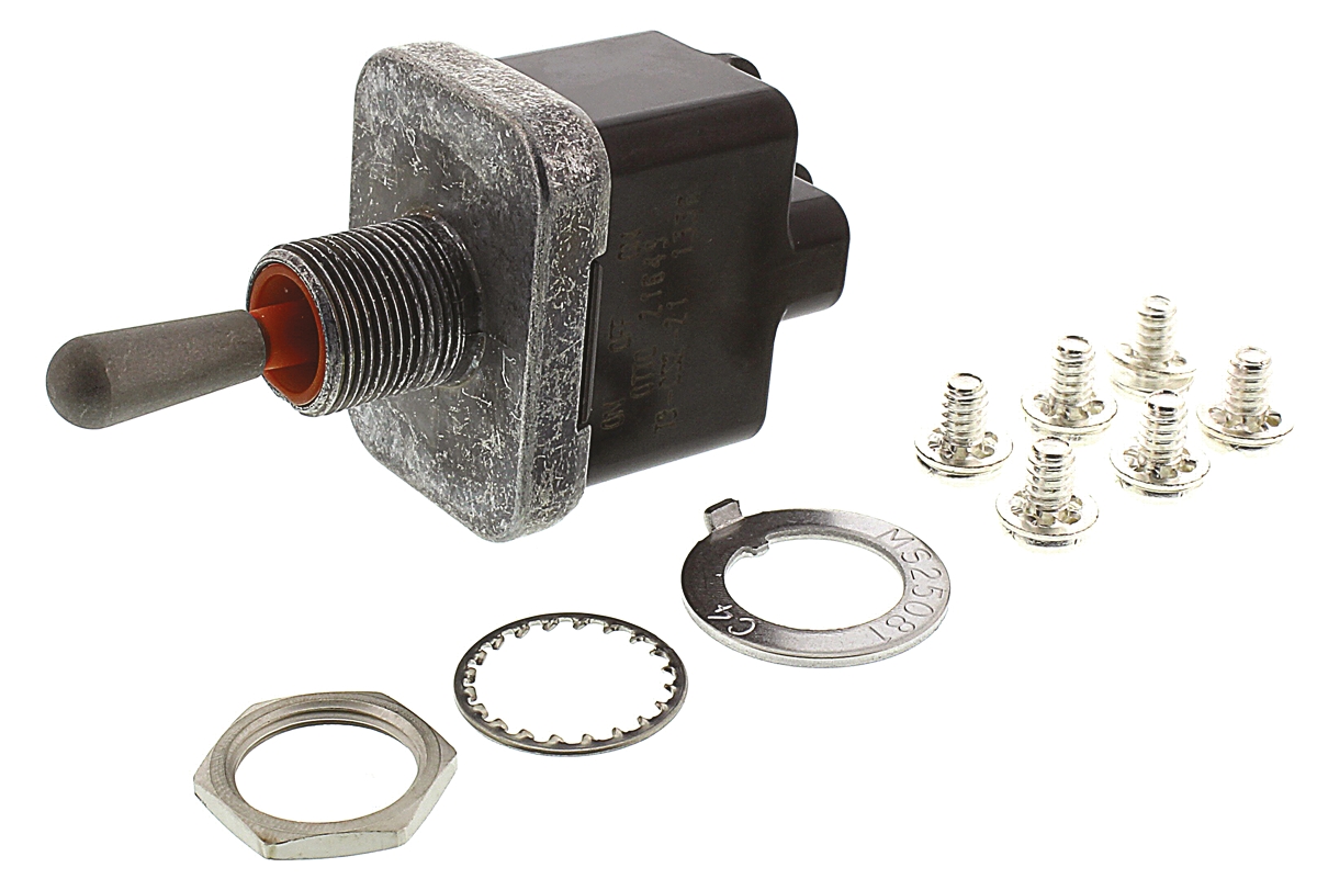 t9-cs2-21 Otto Toggle Switch, Panel Mount, On-Off-On, DPDT, Screw Terminal, 28 V dc, 115 V ac