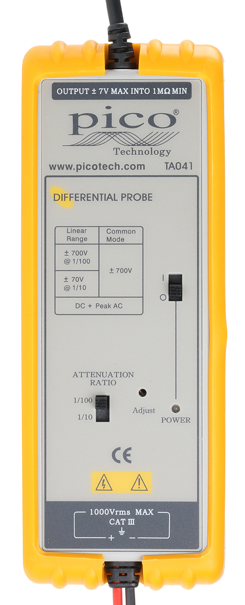 Pico Technology TA Series TA041 Oscilloscope Probe, Differential Type, 25 MHz, BNC Connector
