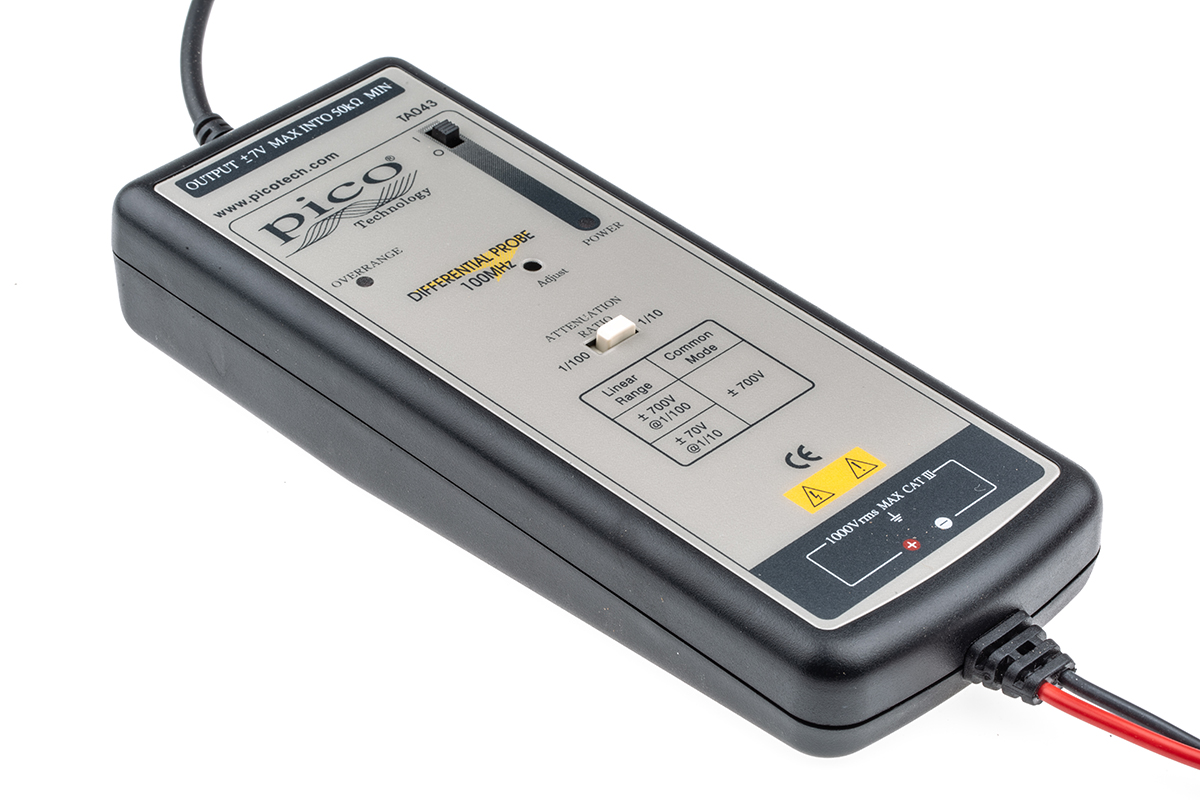 ta043 Pico Technology TA Series TA043 Oscilloscope Probe, Differential Type, 100 MHz, BNC Connector