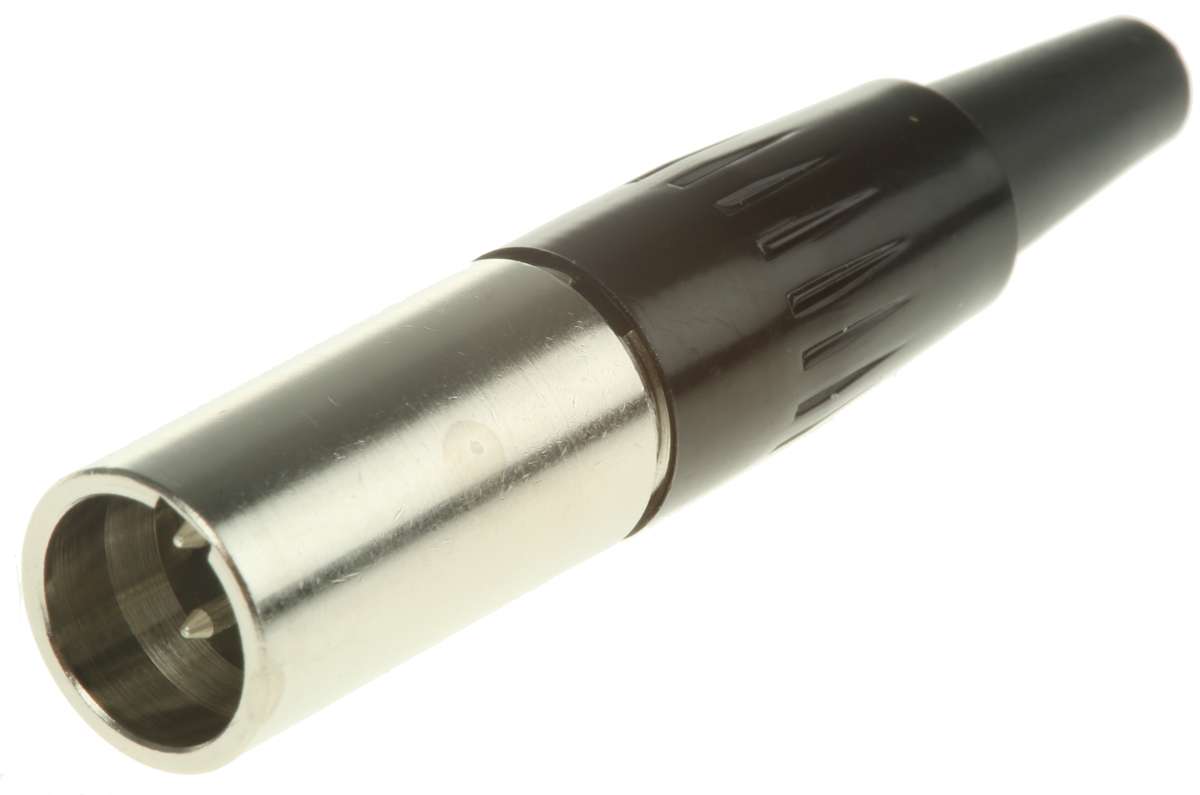 Switchcraft Cable XLR Connector, Straight, 125V ac Male, 3 Way, Silver Plating