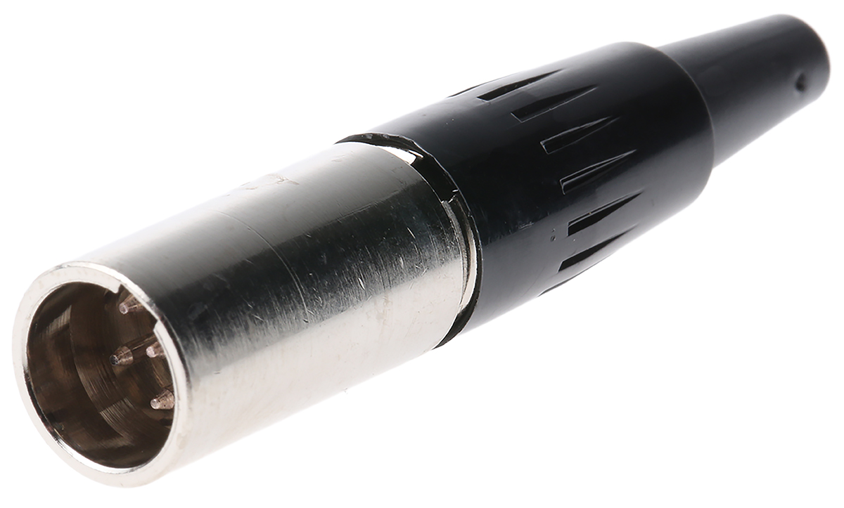 Switchcraft Cable XLR Connector, Straight, 125V ac Male, 5 Way, Silver Plating