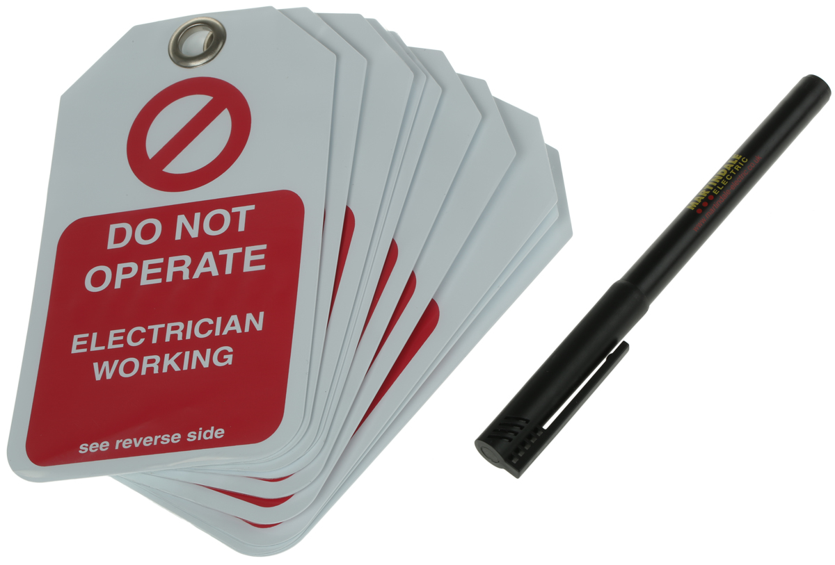 Martindale 10 Per Pack x 'Do Not Operate, Electrician Working, Equipment Locked Off' Lockout Tag