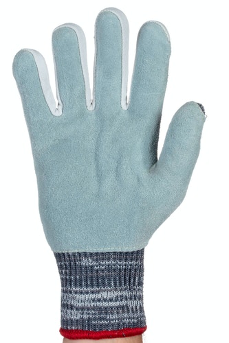 tag9-10 Tornado Aquaglass Grey Yarn Cut Resistant Gloves, Size 10, Leather Coating